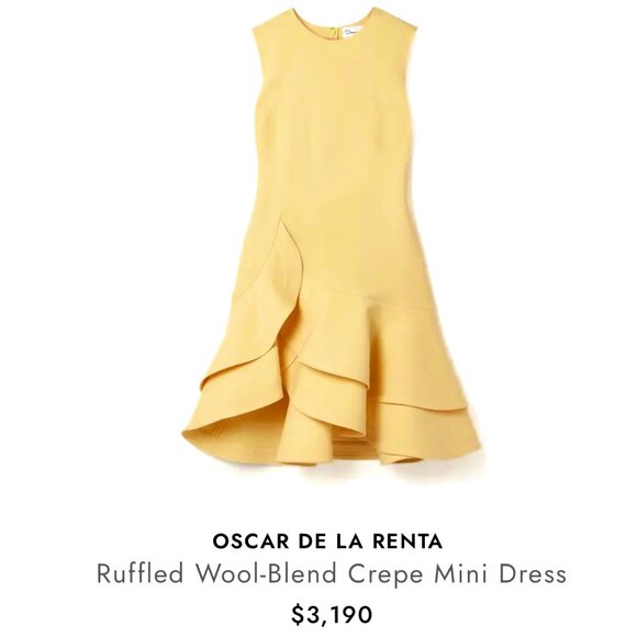 OSCAR DE LA RENTA Ruffled wool-blend crepe mini dress Size XS/S NEW - Picture 10 of 15